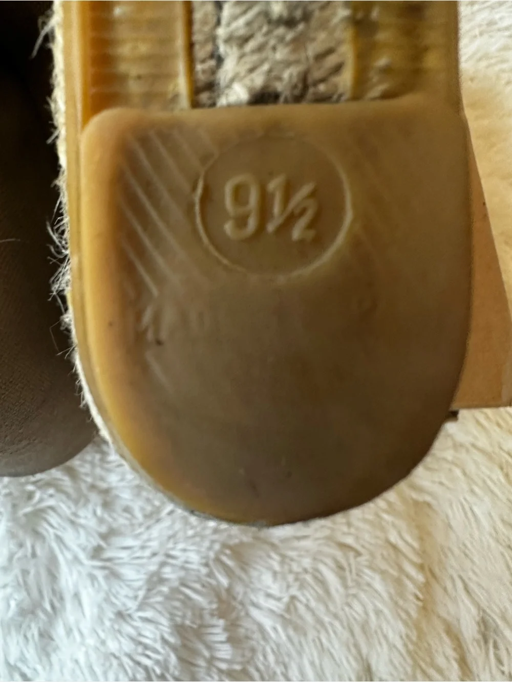 Tory Burch Agatha Canvas Espadrille Wedge Mule Sandals Tan Size 9.5 Peep Toe